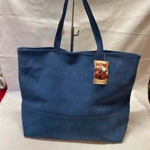 PRICE REDUCED. Fabulous lapis blue sturdy suede tote bag from Morocco.